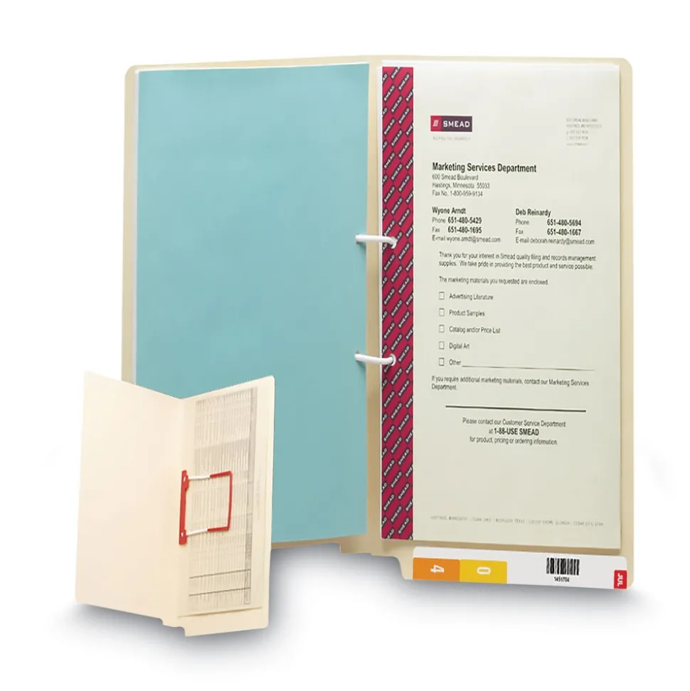 Smead Heavyweight Reinforced End Tab U-Clip Fastener Folders - Letter, Manila (50/Box)