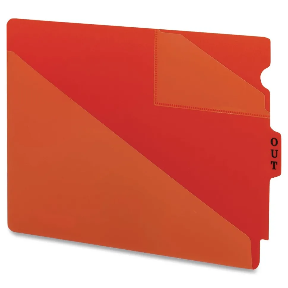 Smead 2-Pocket Style 1/5-Cut Top Tab Out 8.5 in. x 11 in. Poly Out Guide - Red (50/Box)