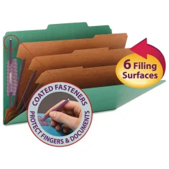 Smead Pressboard Eight-Section Top Tab Classification Folders - Legal, Green (10/Box)