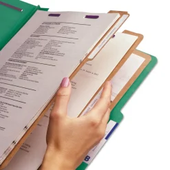 Smead Pressboard Eight-Section Top Tab Classification Folders - Legal, Green (10/Box)