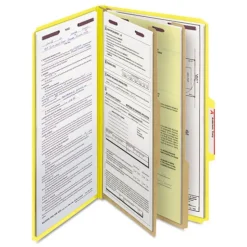 Smead Pressboard Six-Section Top Tab Classification Folders - Legal, Yellow (10/Box)