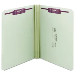 Smead Recycled Pressboard Fastener Folders with Straight Tabs - Letter, Gray/Green (25/Box)