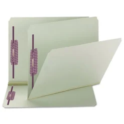 Smead Recycled Pressboard Fastener Folders with Straight Tabs - Letter, Gray/Green (25/Box)