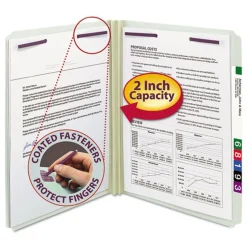 Smead Recycled Pressboard Fastener Folders with Straight Tabs - Letter, Gray/Green (25/Box)