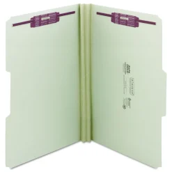 Smead Recycled Pressboard Fastener Folders with 1/3-Cut Tabs - Legal, Gray/Green (25/Box)