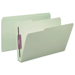 Smead Recycled Pressboard Fastener Folders with 1/3-Cut Tabs - Legal, Gray/Green (25/Box)