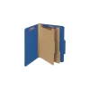 Smead 6-Section Pressboard Top Tab Classification Folders with 6 SafeSHIELD Fasteners - Letter Size/Dark Blue (10/Box)