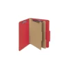 Smead 6-Section Pressboard Top Tab Classification Folders with 6 SafeSHIELD Fasteners - Letter Size/Bright Red (10/Box)