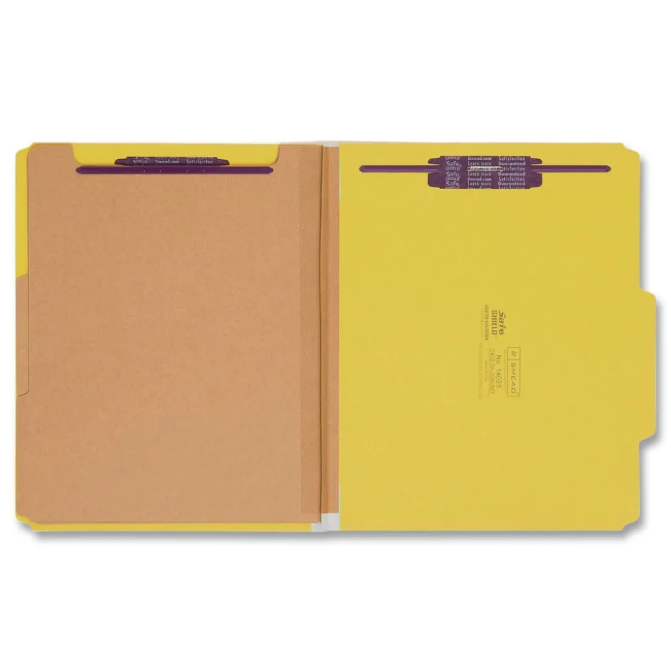 Smead 6-Section Pressboard Top Tab Classification Folders with 6 SafeSHIELD Fasteners - Letter Size/Assorted (10/Box)