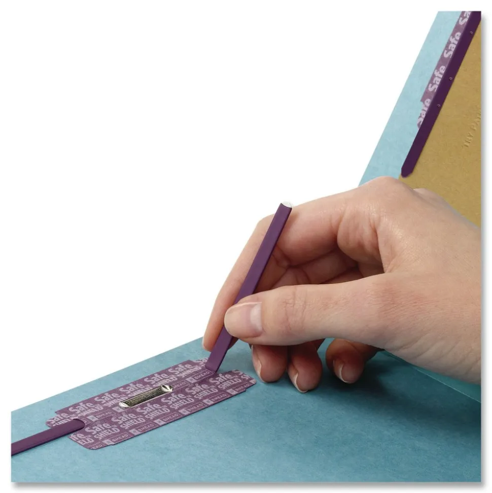 Smead 6-Section Pressboard Top Tab Classification Folders with 6 SafeSHIELD Fasteners - Letter Size/Assorted (10/Box)