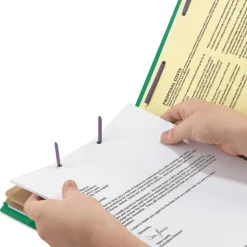 Smead 6-Section Pressboard Top Tab Classification Folders with 6 SafeSHIELD Fasteners - Letter Size/Green (10/Box)