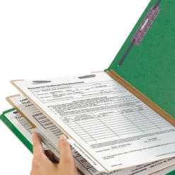 Smead 6-Section Pressboard Top Tab Classification Folders with 6 SafeSHIELD Fasteners - Letter Size/Green (10/Box)