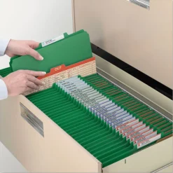 Smead 6-Section Pressboard Top Tab Classification Folders with 6 SafeSHIELD Fasteners - Letter Size/Green (10/Box)