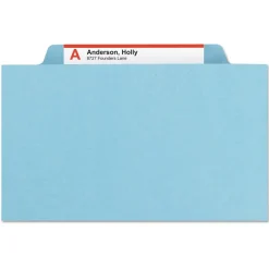 Smead 6-Section Pressboard Top Tab Classification Folders with 6 SafeSHIELD Fasteners - Letter Size/Blue (10/Box)