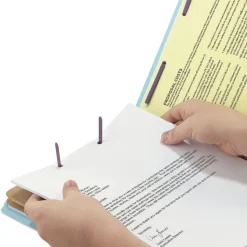 Smead 6-Section Pressboard Top Tab Classification Folders with 6 SafeSHIELD Fasteners - Letter Size/Blue (10/Box)