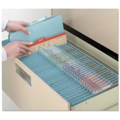 Smead 6-Section Pressboard Top Tab Classification Folders with 6 SafeSHIELD Fasteners - Letter Size/Blue (10/Box)