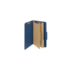 Smead Six SafeSHIELD Fasteners 2 Dividers Legal Size Six-Section Pressboard Top Tab Classification Folders - Dark Blue (10/Box)