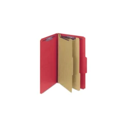 Smead Six SafeSHIELD Fasteners 2 Dividers Legal Size Six-Section Pressboard Top Tab Classification Folders - Bright Red (10/Box)