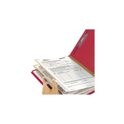 Smead Six SafeSHIELD Fasteners 2 Dividers Legal Size Six-Section Pressboard Top Tab Classification Folders - Bright Red (10/Box)