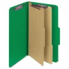 Smead Six SafeSHIELD Fasteners 2 Dividers Legal Size Six-Section Pressboard Top Tab Classification Folders - Green (10/Box)