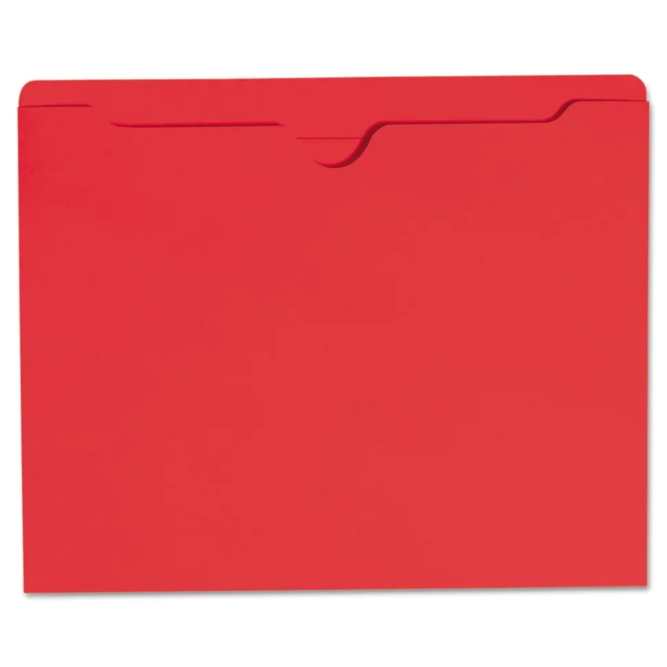 Smead Straight Tab Colored File Jackets with Reinforced Double-Ply Tab - Letter, Red (100/Box)