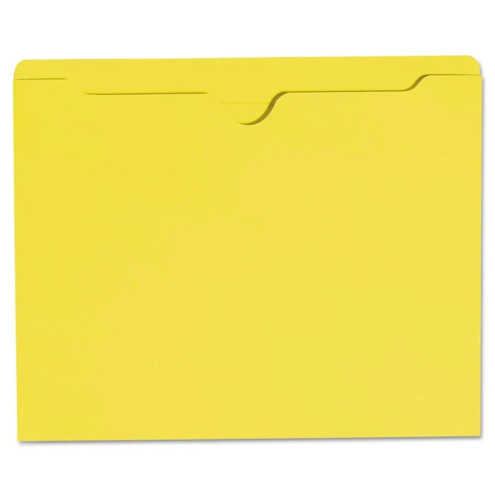 Smead Straight Tab Colored File Jackets with Reinforced Double-Ply Tab - Letter, Yellow (100/Box)