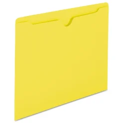 Smead Straight Tab Colored File Jackets with Reinforced Double-Ply Tab - Letter, Yellow (100/Box)