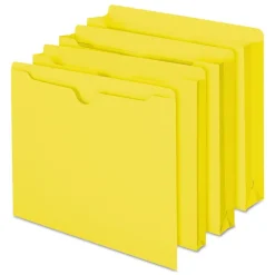 Smead Straight Tab Colored File Jackets with Reinforced Double-Ply Tab - Letter, Yellow (100/Box)