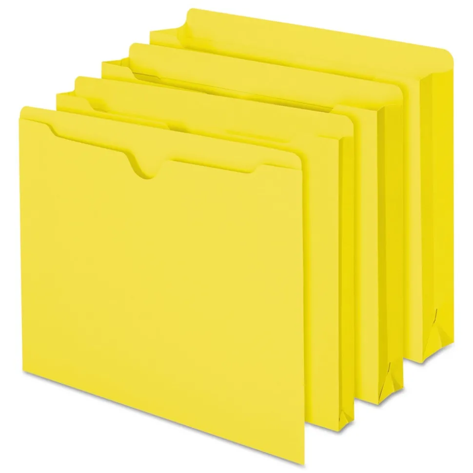 Smead Straight Tab Colored File Jackets with Reinforced Double-Ply Tab - Letter, Yellow (100/Box)