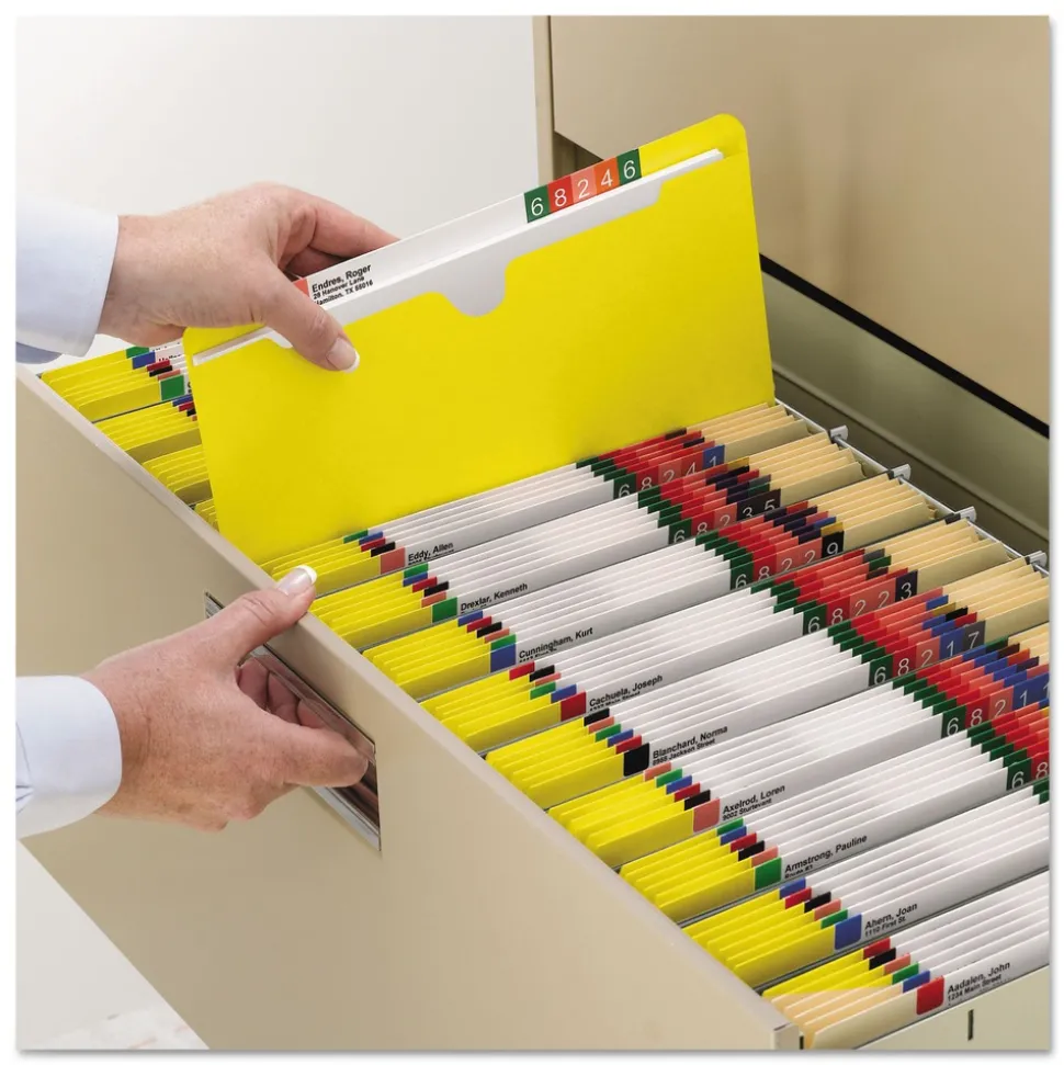 Smead Straight Tab Colored File Jackets with Reinforced Double-Ply Tab - Letter, Yellow (100/Box)