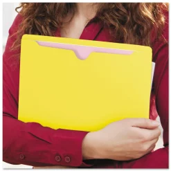 Smead Straight Tab Colored File Jackets with Reinforced Double-Ply Tab - Letter, Yellow (100/Box)