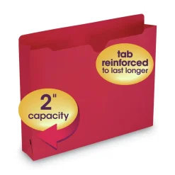 Smead Straight Tab Letter Size Colored File Jackets with Reinforced Double-Ply Tab - Red (50/Box)