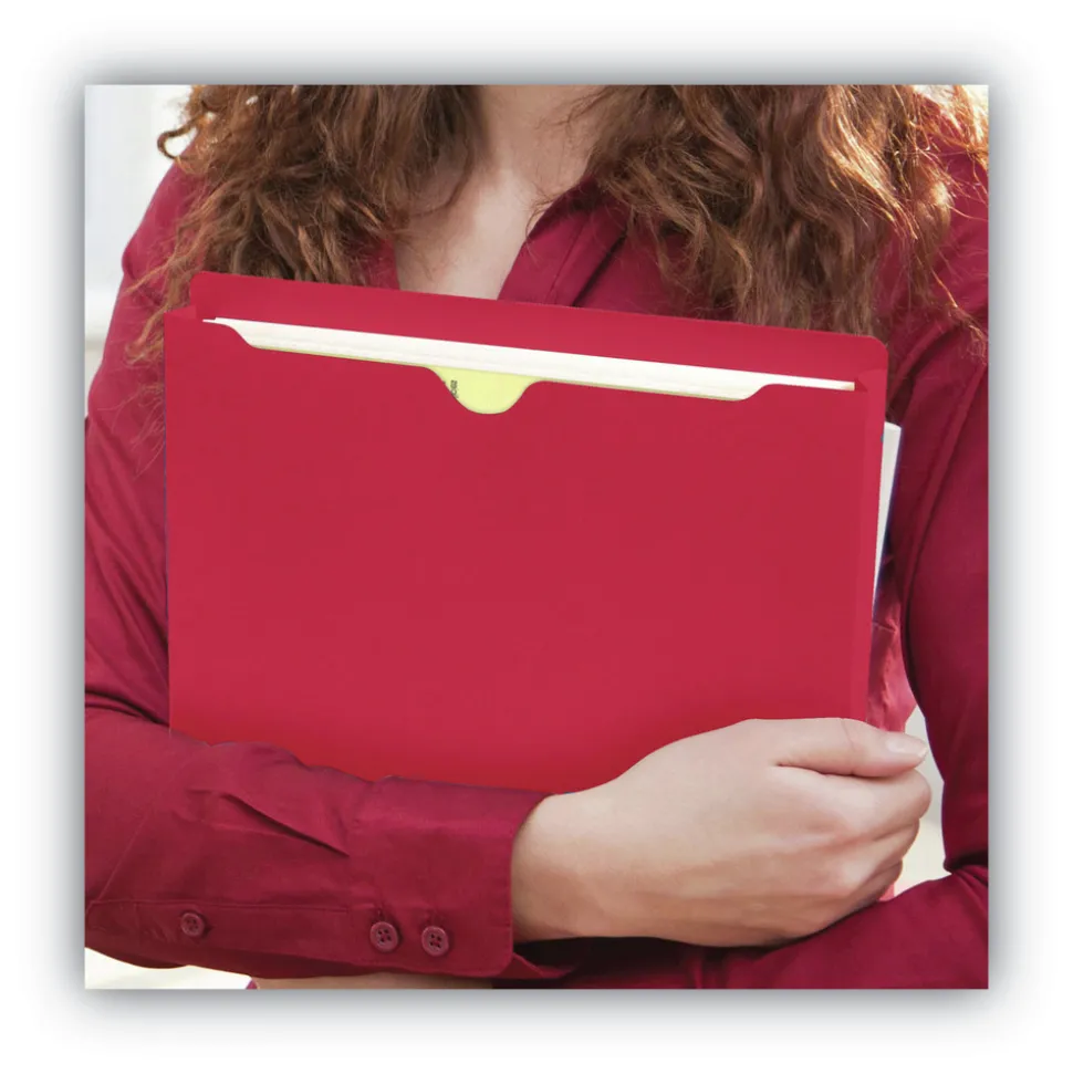 Smead Straight Tab Letter Size Colored File Jackets with Reinforced Double-Ply Tab - Red (50/Box)