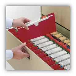 Smead Straight Tab Letter Size Colored File Jackets with Reinforced Double-Ply Tab - Red (50/Box)