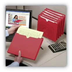 Smead Straight Tab Letter Size Colored File Jackets with Reinforced Double-Ply Tab - Red (50/Box)