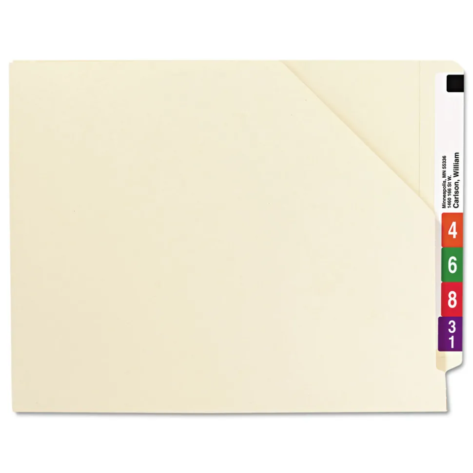 Smead Straight Tab Letter Size 14-pt End Tab Jackets with Reinforced Tabs - Manila (50/Box)