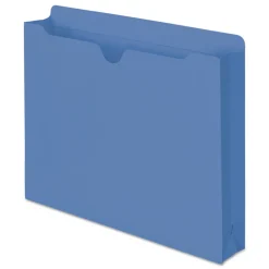 Smead Straight Tab Letter Size Colored File Jackets with Reinforced Double-Ply Tab - Blue (50/Box)