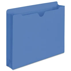 Smead Straight Tab Letter Size Colored File Jackets with Reinforced Double-Ply Tab - Blue (50/Box)