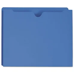 Smead Straight Tab Letter Size Colored File Jackets with Reinforced Double-Ply Tab - Blue (50/Box)