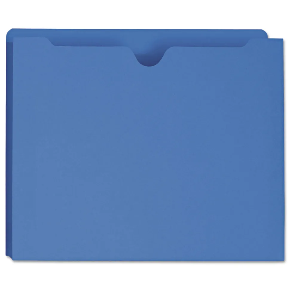 Smead Straight Tab Letter Size Colored File Jackets with Reinforced Double-Ply Tab - Blue (50/Box)