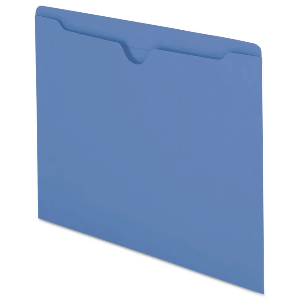 Smead Straight Tab Letter Size Colored File Jackets with Reinforced Double-Ply Tab - Blue (100/Box)