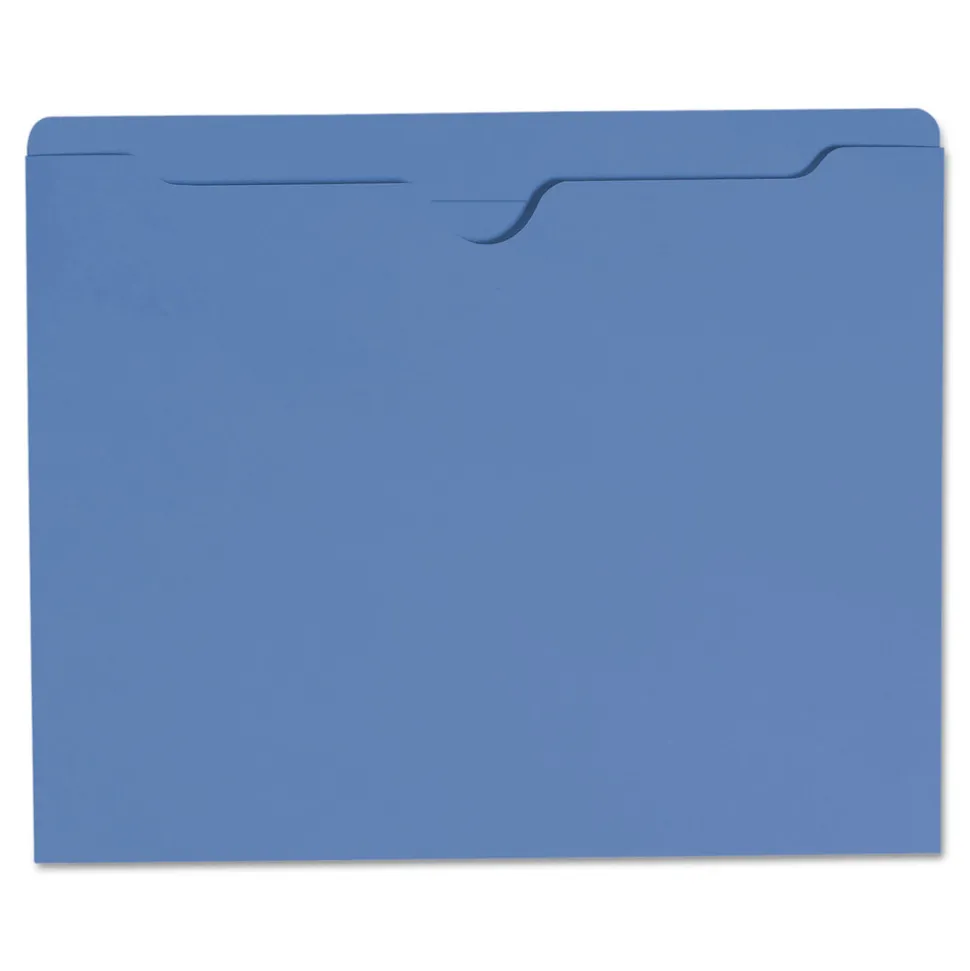 Smead Straight Tab Letter Size Colored File Jackets with Reinforced Double-Ply Tab - Blue (100/Box)