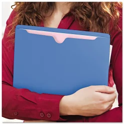 Smead Straight Tab Letter Size Colored File Jackets with Reinforced Double-Ply Tab - Blue (100/Box)