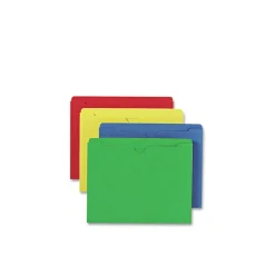 Smead Straight Tab Letter Size Colored File Jackets with Reinforced Double-Ply Tab - Assorted Colors (100/Box)