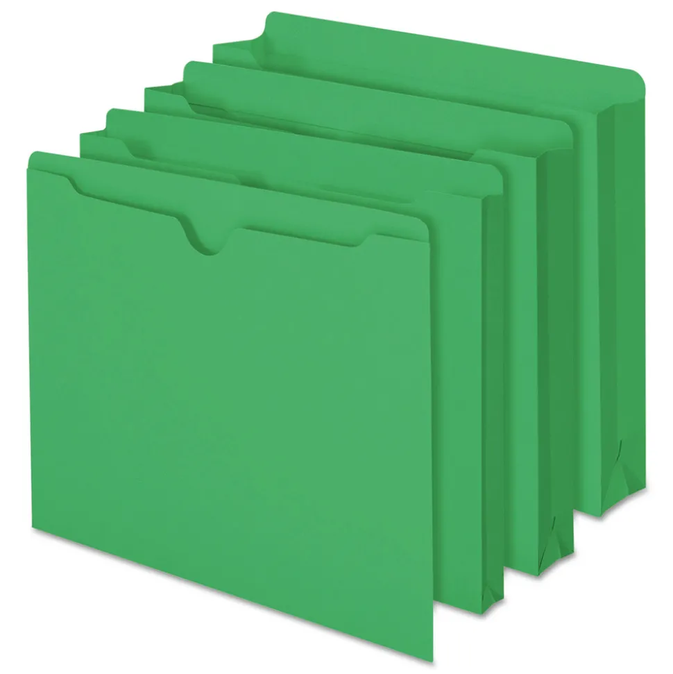 Smead Straight Tab Letter Size Colored File Jackets with Reinforced Double-Ply Tab - Green (100/Box)