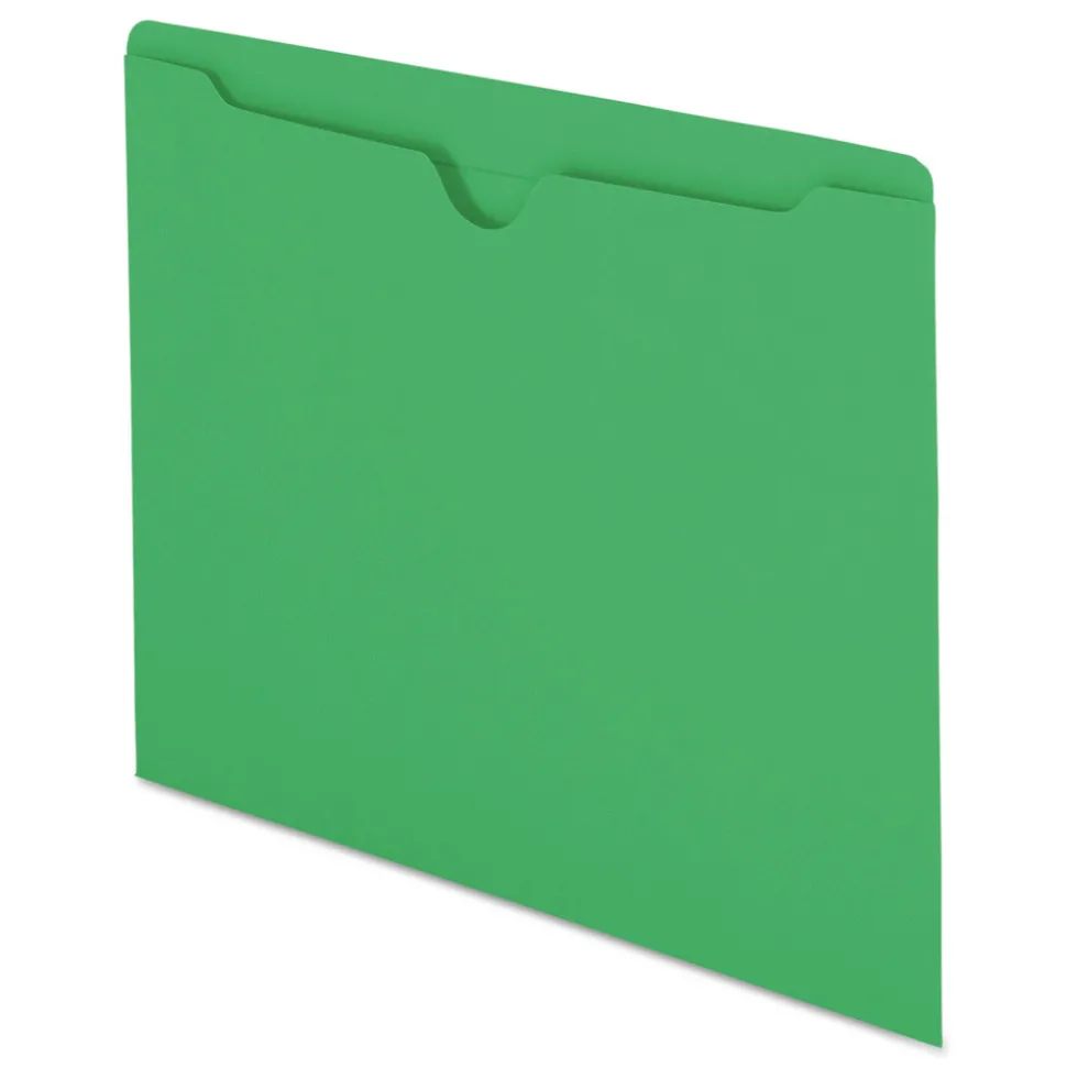 Smead Straight Tab Letter Size Colored File Jackets with Reinforced Double-Ply Tab - Green (100/Box)