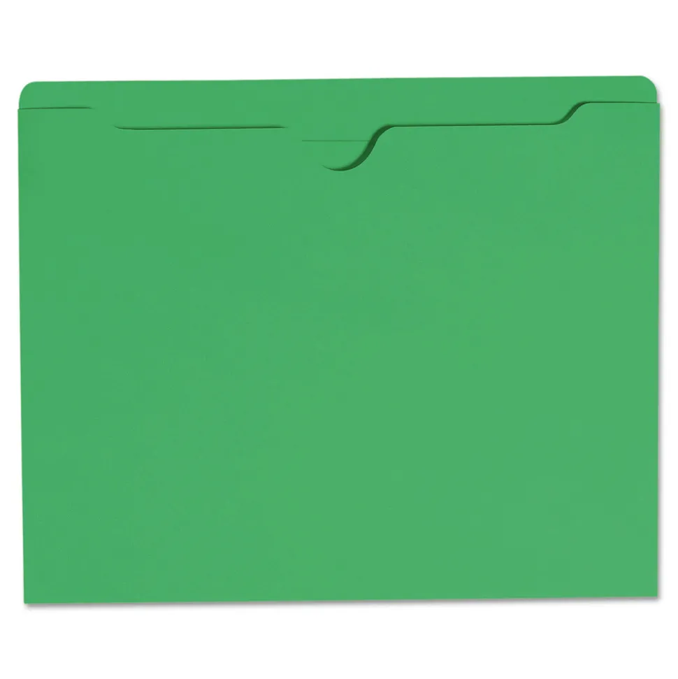 Smead Straight Tab Letter Size Colored File Jackets with Reinforced Double-Ply Tab - Green (100/Box)