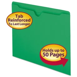 Smead Straight Tab Letter Size Colored File Jackets with Reinforced Double-Ply Tab - Green (100/Box)