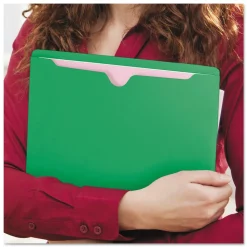 Smead Straight Tab Letter Size Colored File Jackets with Reinforced Double-Ply Tab - Green (100/Box)