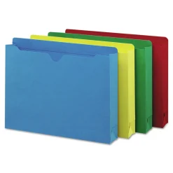 Smead Straight Tab Letter Size Colored File Jackets with Reinforced Double-Ply Tab - Assorted Colors (50/Box)